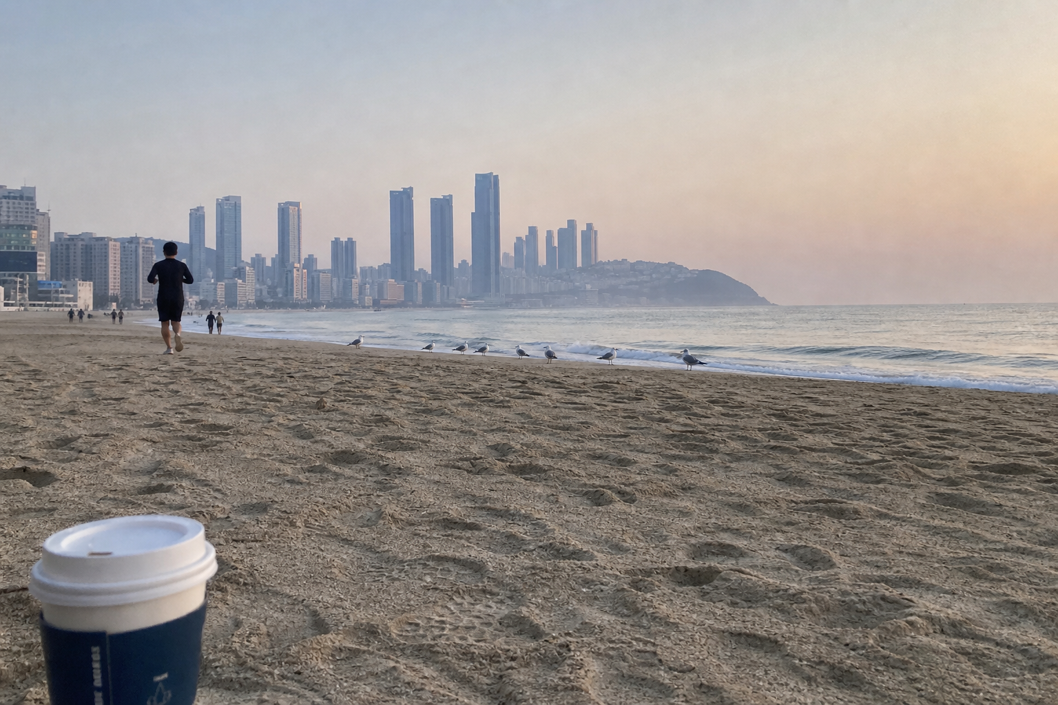 A natural AI-generated SEOULIAN editorial photograph illustrating Haeundae Beach