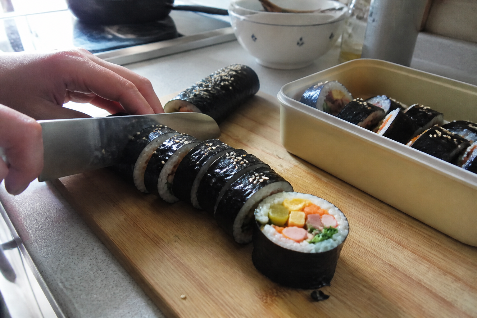 A natural AI-generated SEOULIAN editorial photograph illustrating Gimbap