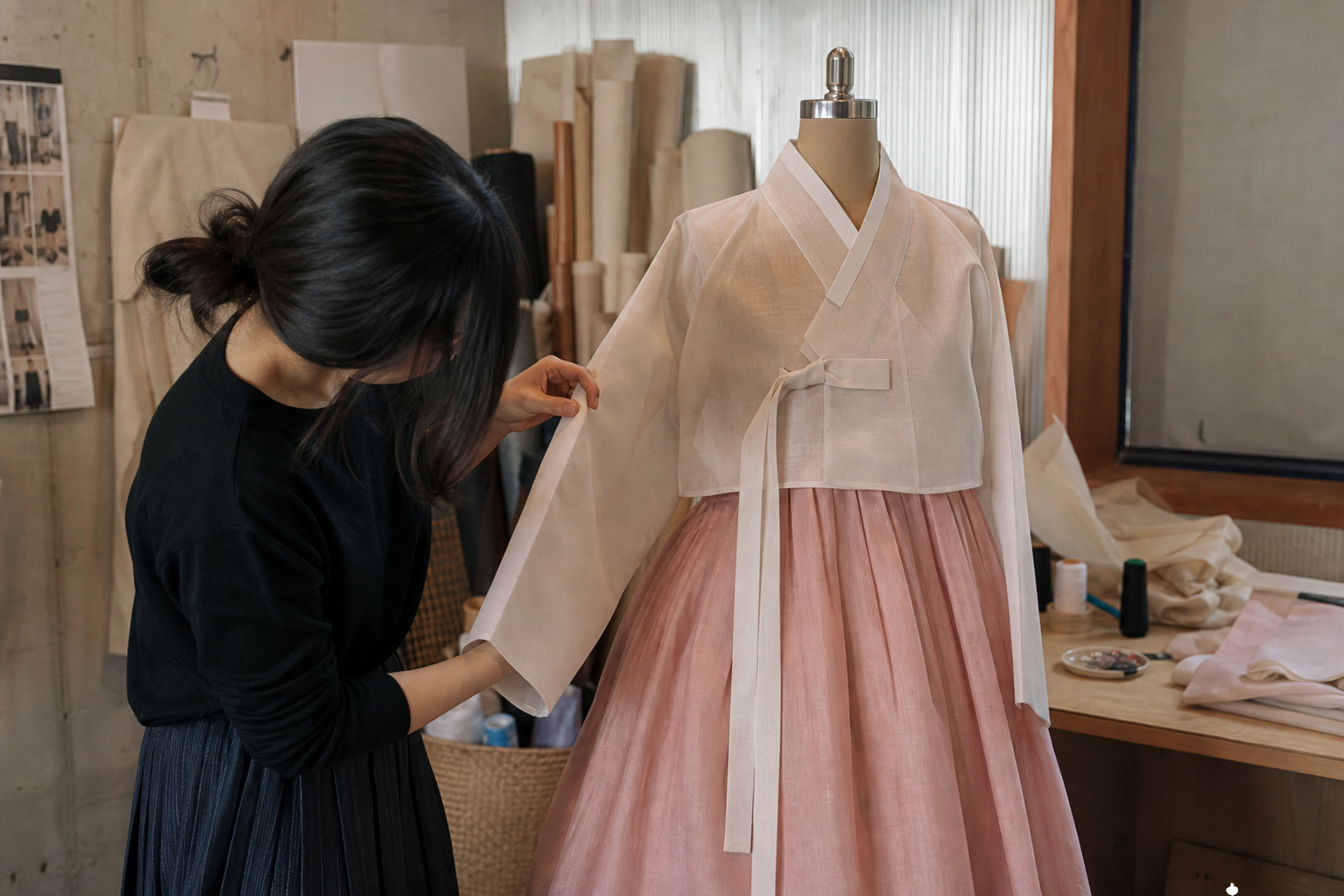A natural AI-generated SEOULIAN editorial photograph illustrating Hanbok