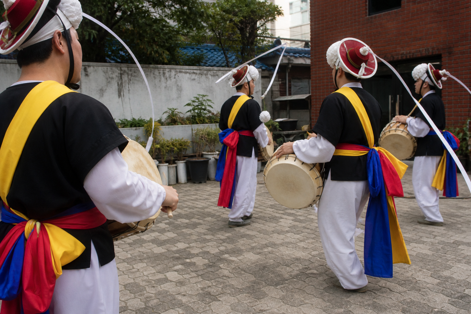 A natural AI-generated SEOULIAN editorial photograph illustrating Pungmul
