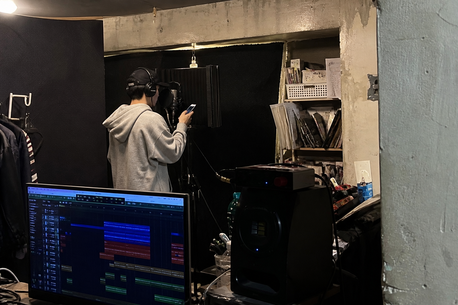 A natural AI-generated SEOULIAN editorial photograph illustrating Korean hip-hop