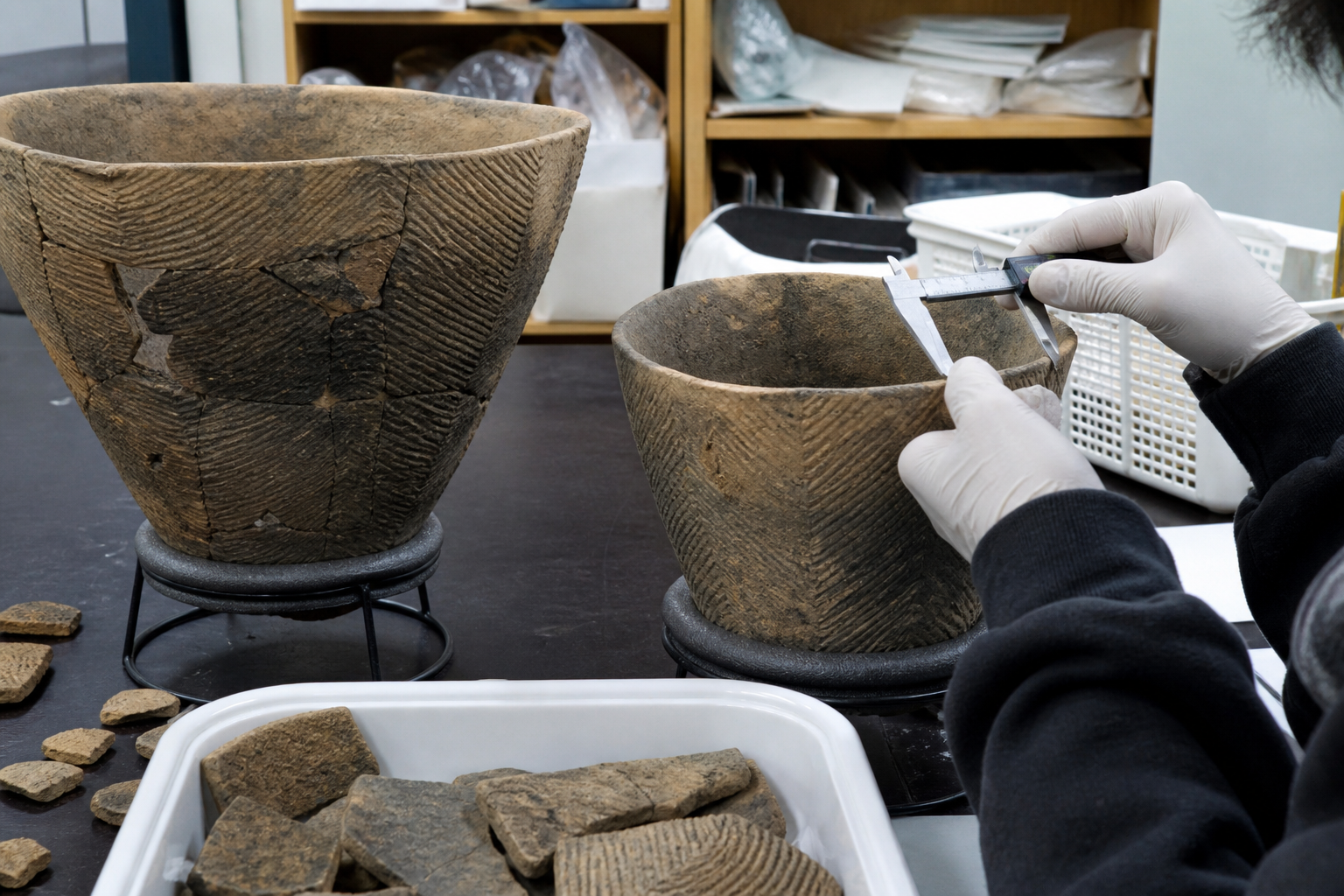 A natural AI-generated SEOULIAN editorial photograph illustrating Jeulmun pottery period