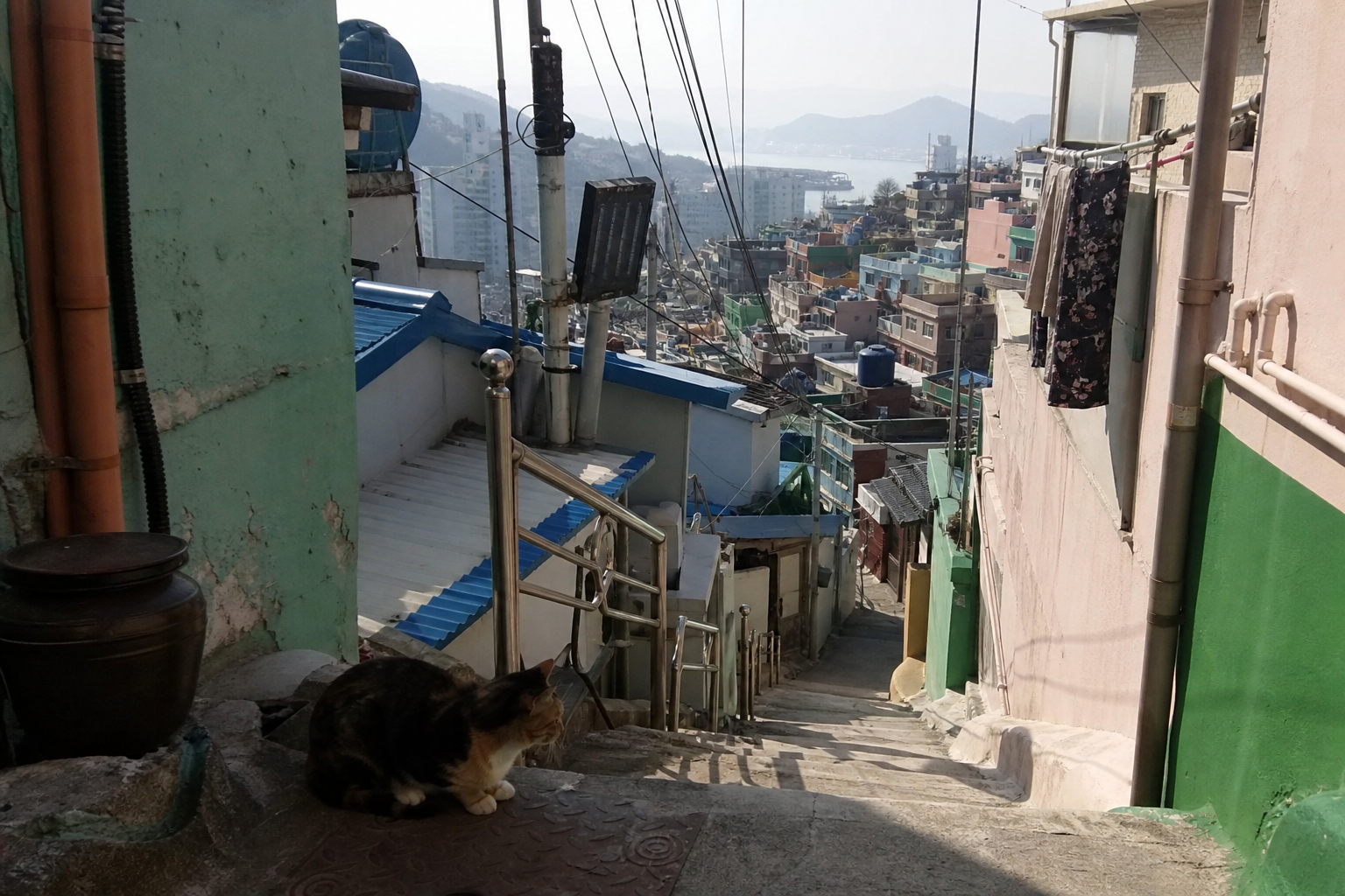 A natural AI-generated SEOULIAN editorial photograph illustrating Gamcheon Culture Village