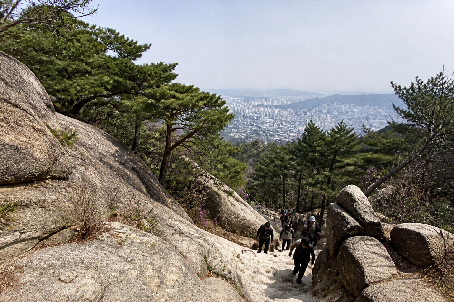 A natural AI-generated SEOULIAN editorial photograph illustrating Bukhansan