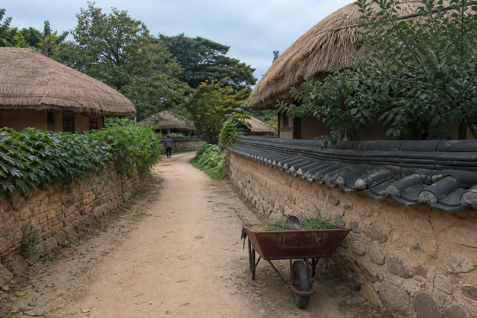 A natural AI-generated SEOULIAN editorial photograph illustrating Hahoe Folk Village