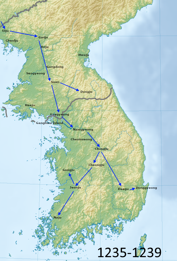 A Wikimedia Commons image illustrating Mongol invasions of Korea