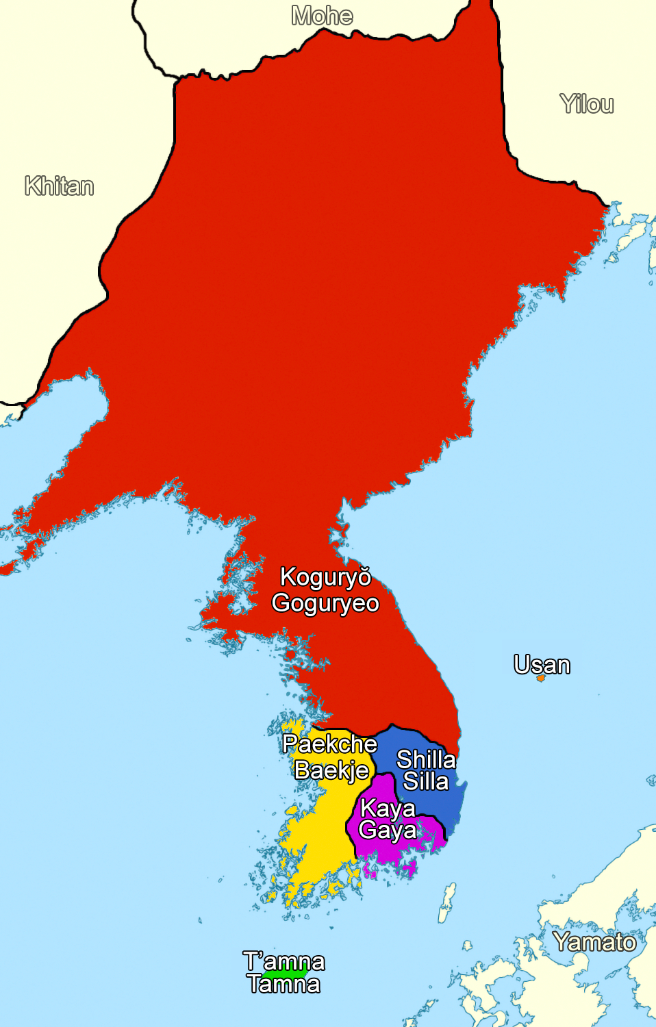 A Wikimedia Commons image illustrating Three Kingdoms of Korea